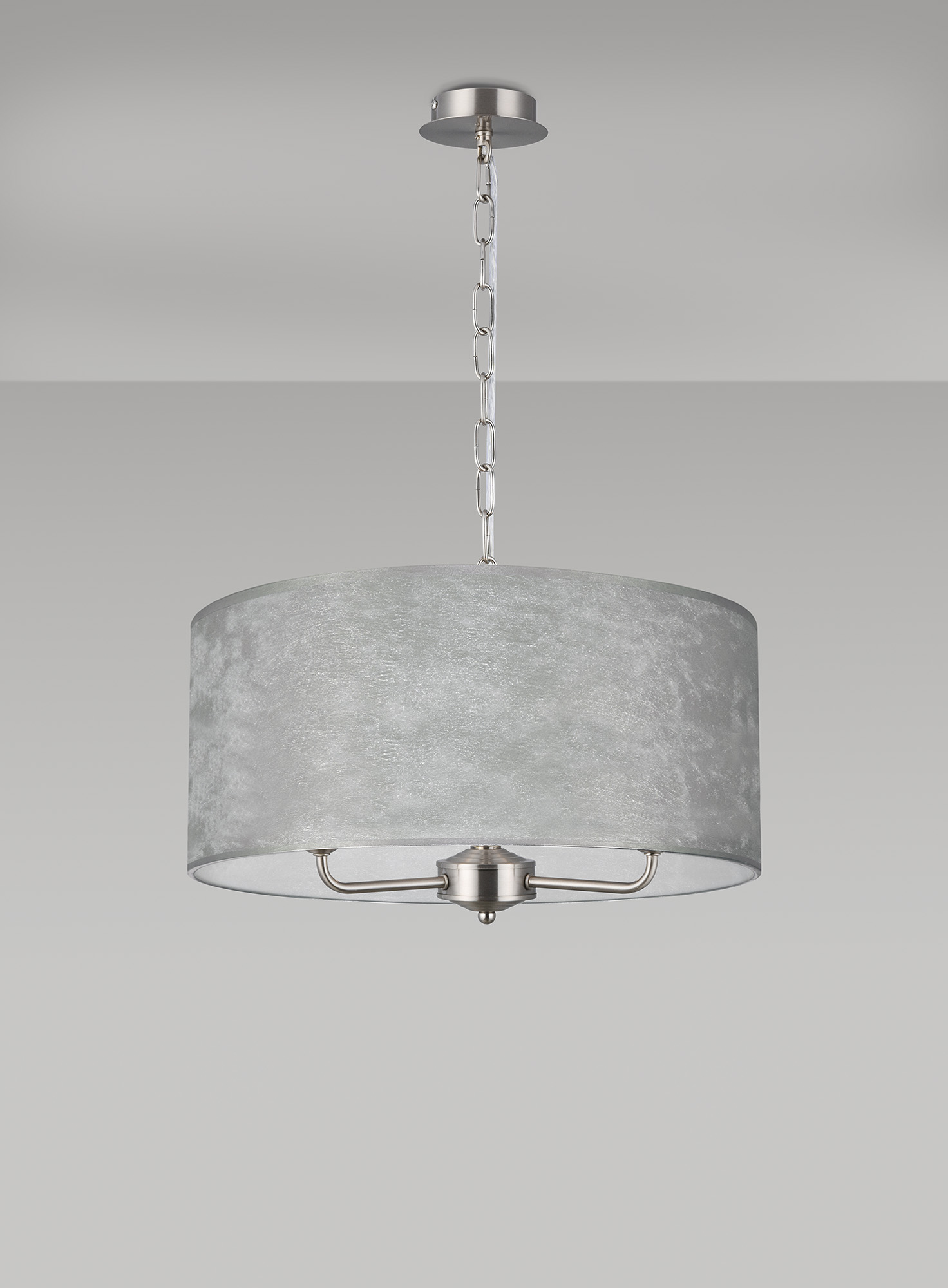Banyan 50cm 3 Light Pendant Satin Nickel, Silver Leaf DK0856  Deco Banyan